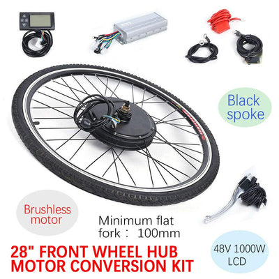 FortyFor 28 Zoll E-Bike Umbausatz mit LCD Display, 48V Elektrofahrrad Umbausatz mit Fünf-Gang-Schaltung und eine Cruise-Funktion E-Bike Conversion Kit für 28" Hinterrad und Vorderrad