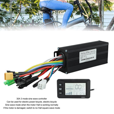 HERCHR Elektromotor Brushless Controller, DC 24V 36V 48V Motorgeschwindigkeit Controller 1000W-1500W E-Bike 30A 3-Modus Sinuswellen Umrüstsatz Mit LCD Display Für 22,2mm Lenker Elektrofahrrad Roller
