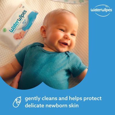 WaterWipes plastikfreie, originale Reinigungstücher für Babys, 720 Stück (12 Packungen), 99,9 % wasserbasierte Reingugnstücher, unparfümiert für empfindliche Haut
