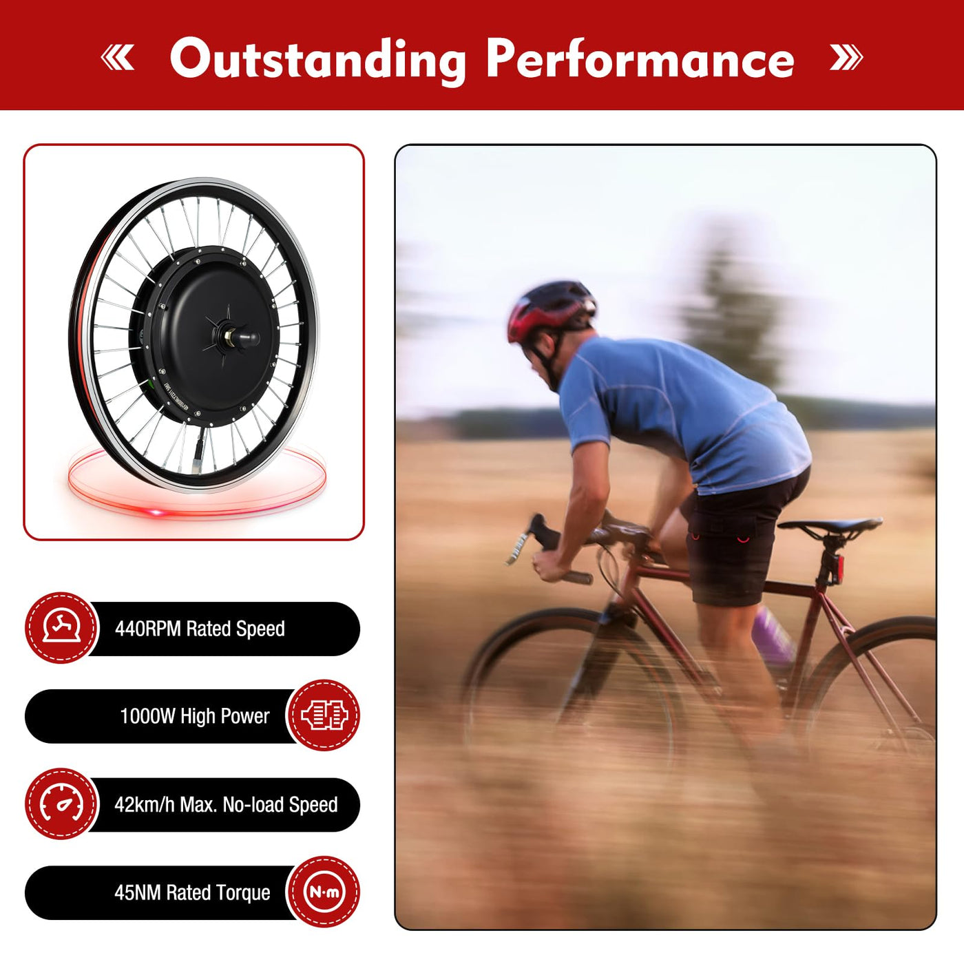 DSYOGX 20 Zoll E Bike Umbausatz 48V 1000 W Elektrischer Fahrrad Nabenmotor Vorderrad Ebike Conversion Motor Kit für V-Bremse und Scheibenbremse's 20-Zoll-Fahrräder