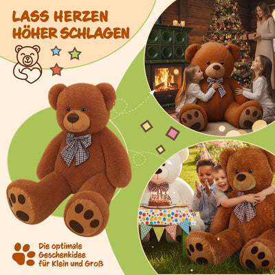 monzana® Teddybär L - XXXL 50-175cm Weiches Fell Schleife Tatzendruck Geschenk Plüschtier Kuscheltier Stofftier Riesen Teddy Bär