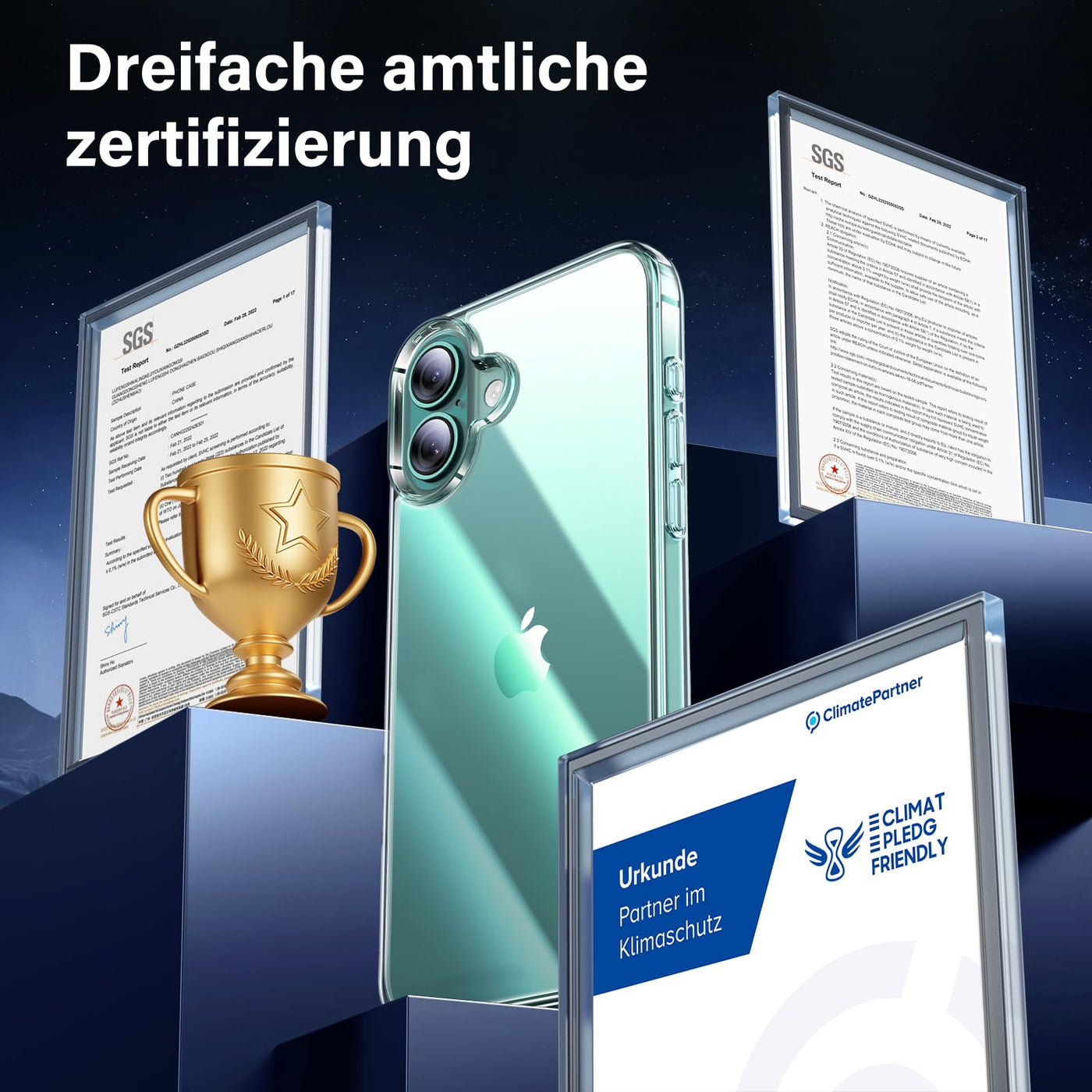 UniqueMe für iPhone 16 Hülle - Handyhülle für iPhone 16 Case, 5 in 1 Set Rundumschutz Schutzhülle Cover,1 Handyhülle & 2 Schutzfolie & 2 Kameraschutz - Transparent