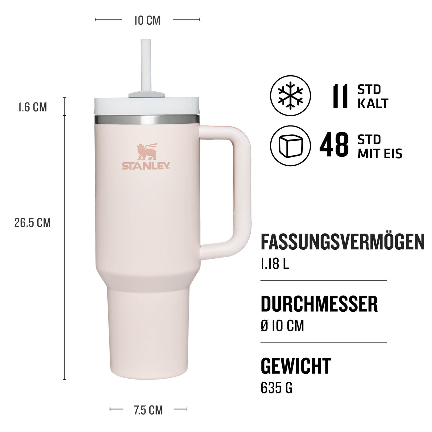 Stanley Quencher H2.0 FlowState Trinkflasche mit Strohhalm 1.2L - Thermobecher Kühlt 11 Stunden - 48 Stunden Eisgekühlt - Spülmaschinenfest - Thermosflasche BPA Frei - Kaffeebecher To Go - Rose