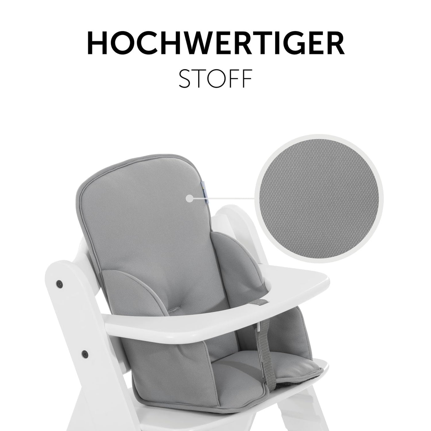hauck Sitverkleinerer Kissen Alpha Cosy für Alpha+, Beta+ & Arketa Holzhochstuhl, für Babys 6-36 Monate, Hochstuhl Sitzkissen mit hoher Rückenlehne und Stabilisierten Seiten (Stretch Grey)