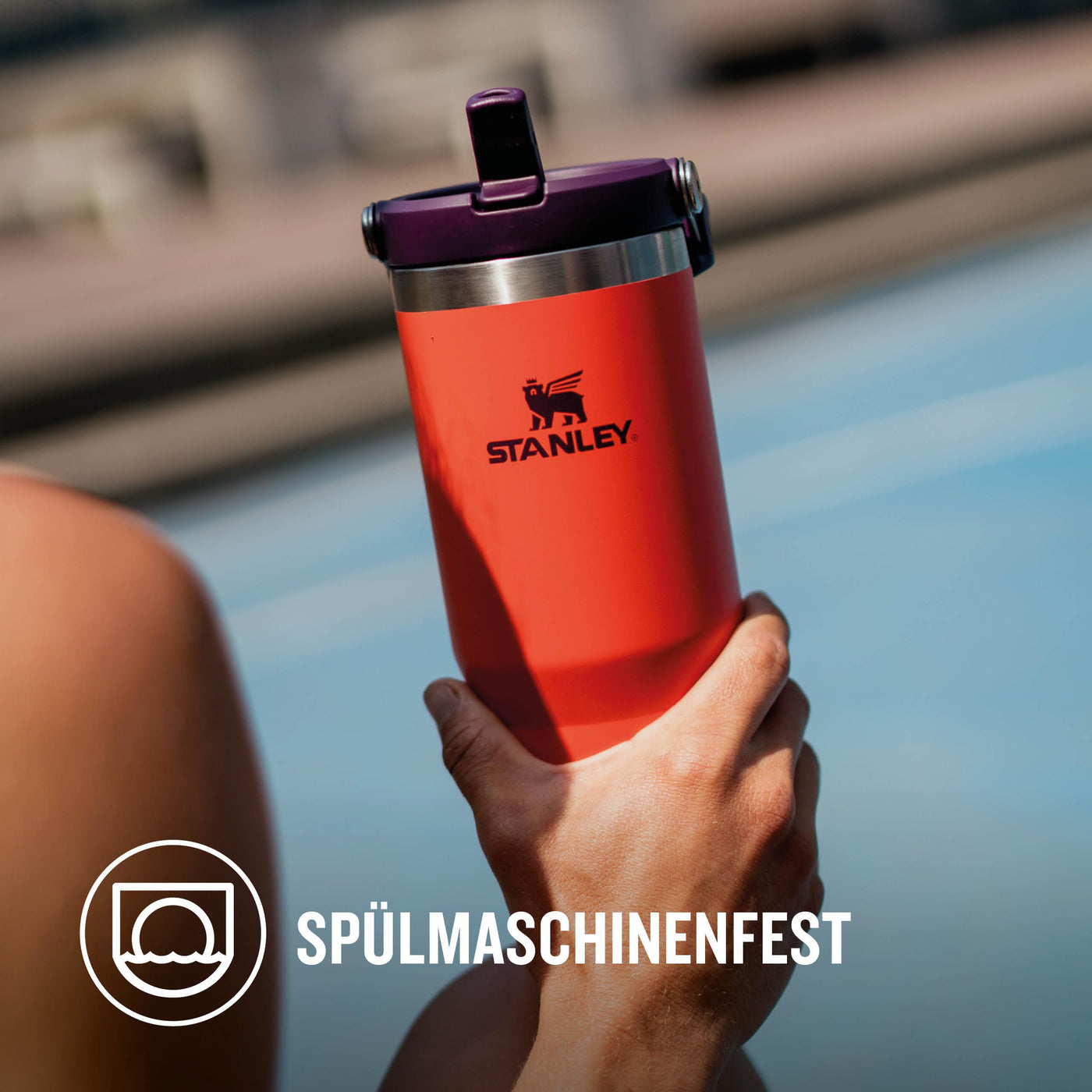 Stanley IceFlow Flip Straw Trinkflasche mit Strohhalm 0.89L - Thermosflasche Hält 12+ Stunden Kalt - Auslaufsicher - Trinkflasche Sport - Wasserflasche BPA Frei - Spülmaschinenfest - Tigerlily Plum