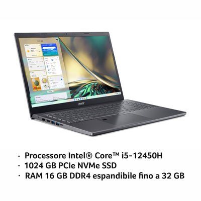 Acer Aspire 5 A515 57 51 x 4 Laptop, Notebook, Prozessor Intel Core i5 12450H, RAM 16 GB DDR4, 1024 GB PCIe NVMe SSD, Display 15,6 Zoll IPS FHD LED LCD, Grafikkarte Intel UHD, Windows 11 Home