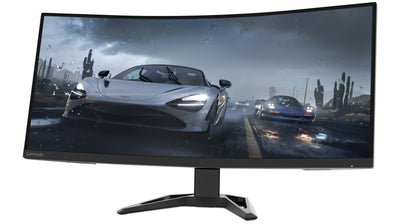 Lenovo G34w-30 | 34" QHD Gaming Monitor | 3440x1440 | 165Hz | 350 nits | 0,5ms Reaktionszeit | HDMI | DisplayPort | AMD FreeSync | integr. Lautsprecher | höhenverstellbar | schwarz