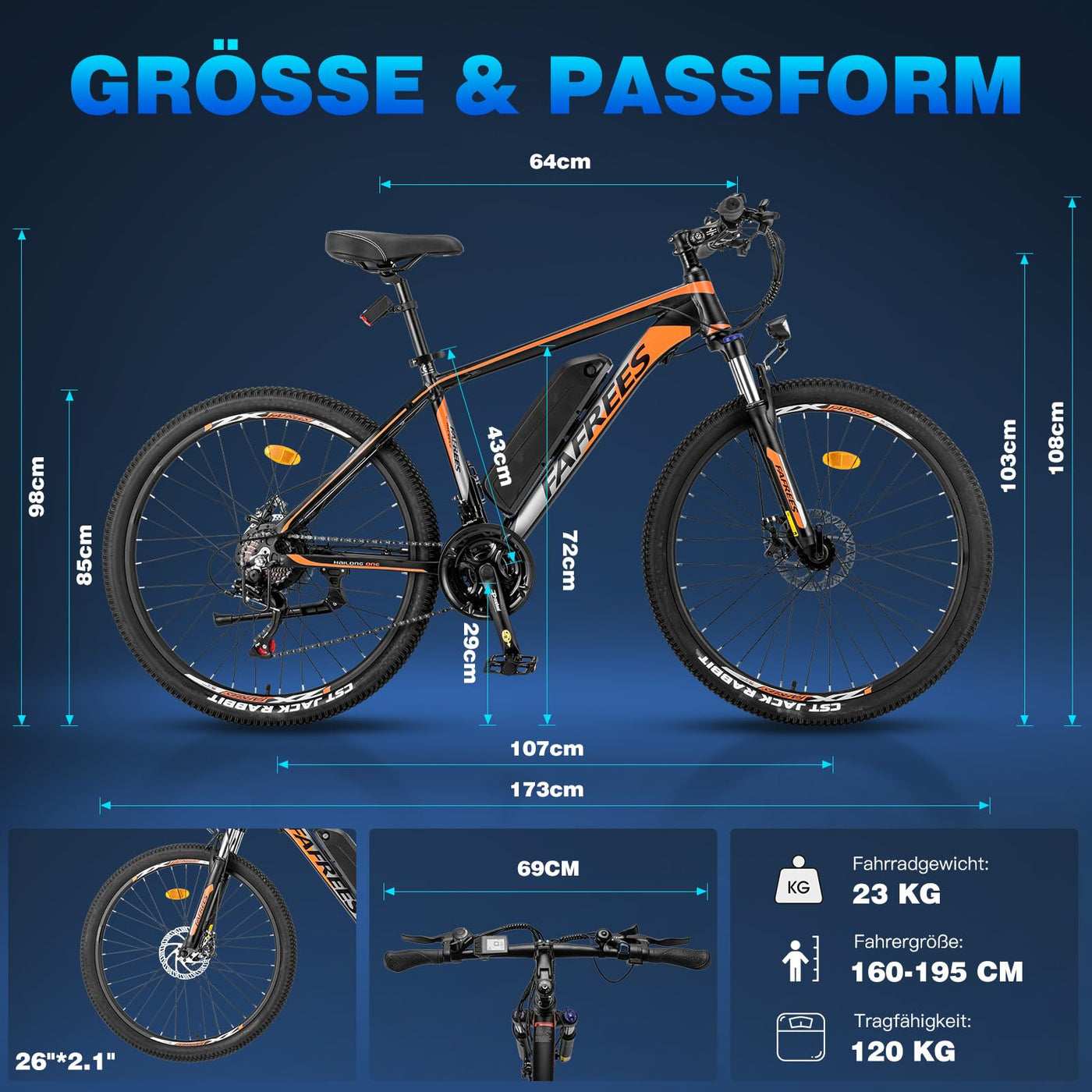 Fafrees 26 Hailong-One Damen E-Bike 26 Zoll [ Offiziell ] 36V 13AH Akku E Bike Herren, Elektrofahrrad 120kg, E Fahrrad Elektro 30°, Ebike 250W MTB, E Mountainbike 25KM/H