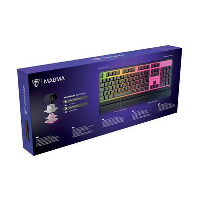 Turtle Beach Magma - Membrane RGB Gaming Keyboard mit Membrantasten, Advanced Anti-Ghosting, Easy-Shift Technologie, RGB-Beleuchtung, abnehmbare Handballenauflage