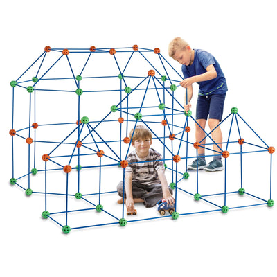 VEVOR Fort Bausatz Kinder, 180-teiliges STEM-Bauspielzeug, pädagogisches Geschenk für 4 bis 8+ Jahre alte Kinder, Spielzelt-Bauset, Konstruktionsspielzeug mit 120 Stäben und 60 Bällen