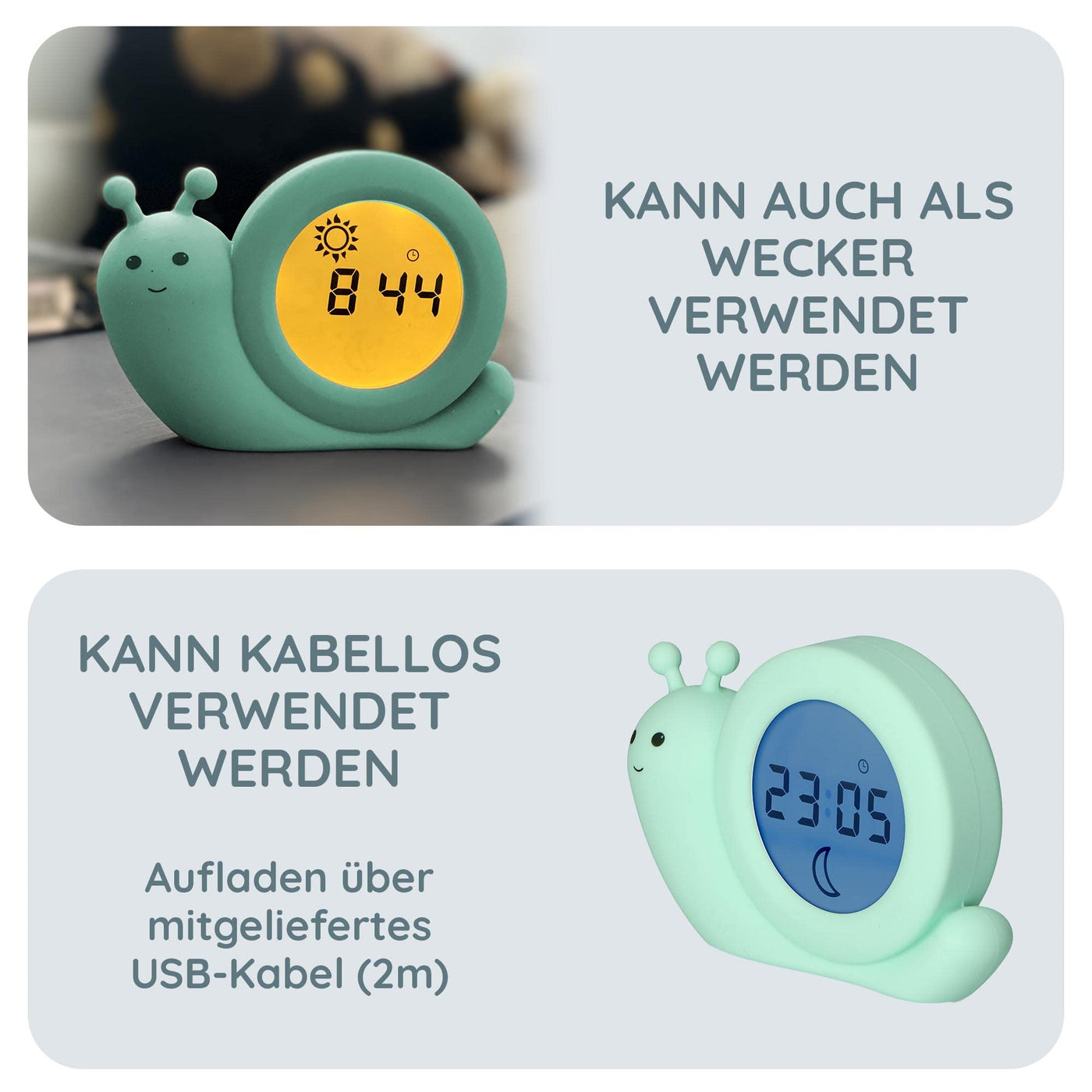 Alecto BC100BUNNY - pädagogischer Schlaftrainer, Nachtlicht und Wecker, Hase (Minzgrün)