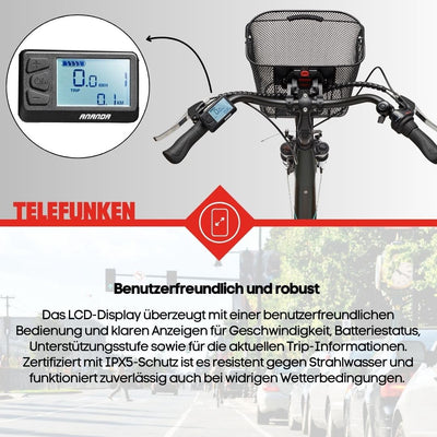 TELEFUNKEN E-Bike Damen 28 Zoll Elektrofahrrad - 3-Gang Nabenschaltung mit Rücktritt, Pedelec Citybike Alu mit Fahrradkorb, Frontmotor 250W /10,4Ah / 36V Sitzrohrakku, RC830 Multitalent
