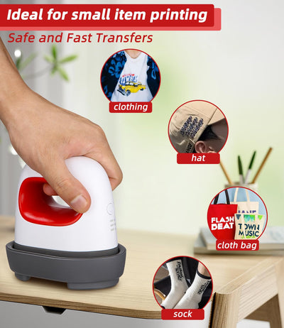 Mini Heizpresse, Plotter Maschine Transferpresse mit Isoliertem Sicherheitssockel, Bügelpresse für T-Shirts, Schuhe, DIY, Kleine HTV-Vinylprojekte