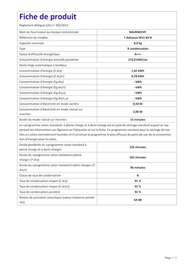 Bauknecht T Advance M11 83 N Wärmepumpentrockner /8kg /EEK A+++ /ActiveCare-Technologie/EasyCleaning-Filter/Auffrischen-Programm/Baby-Programm/Anti-Allergie-Programm/Kuscheltier Programm