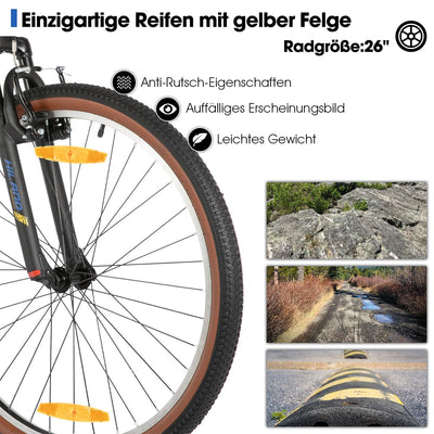 HILAND 26 Zoll Mountainbike für Herren und Damen, 21 Gänge Mountainbike, hochfester Stahlrahmen, V-Bremse, Hardtail MTB für Erwachsene, Blau