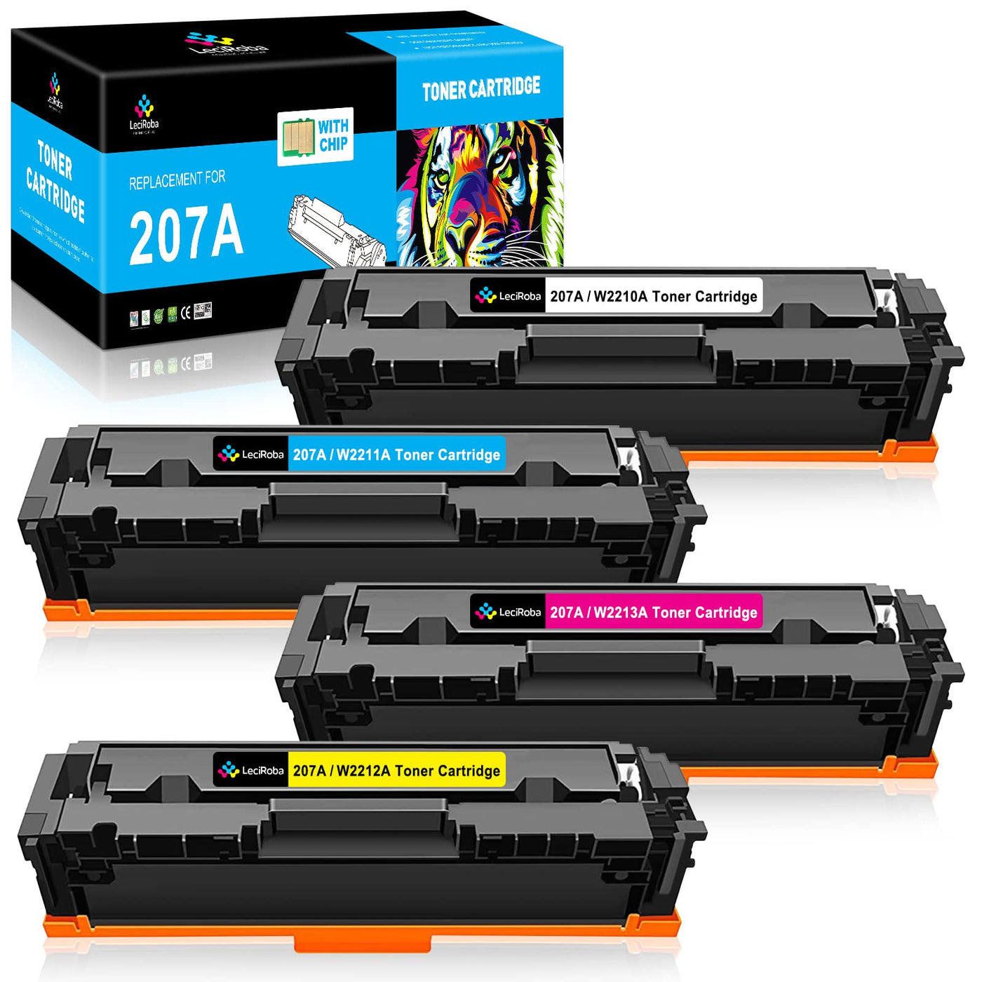 LeciRoba 207A für HP W2210X W2211X W2212X W2213X W2210A W2211A W2212A W2213A 207X 207A Toner für HP Color Laserjet Pro MFP-M283fdw MFP-M283fdn MFP-M282nw M255dw M255nw Drucker (Mit Chip,4-Packung)