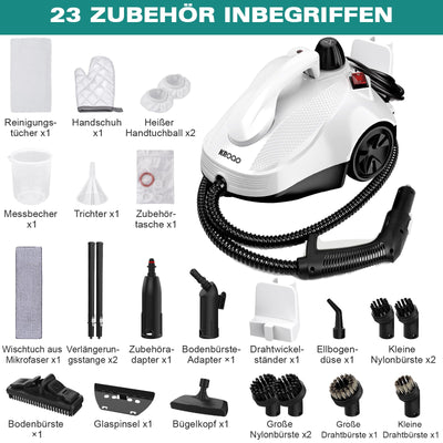 KROQO Dampfreiniger,Mehrzweck-Dampfreiniger Handgerät,Dampfreiniger für alles mit 23-Zubehörteilen,Entfernen von Tapeten,Boden,Teppich,Sofa,Polstermöbel,Auto,Fliesen,Polster,Bad- 1.5L Steam Cleaner