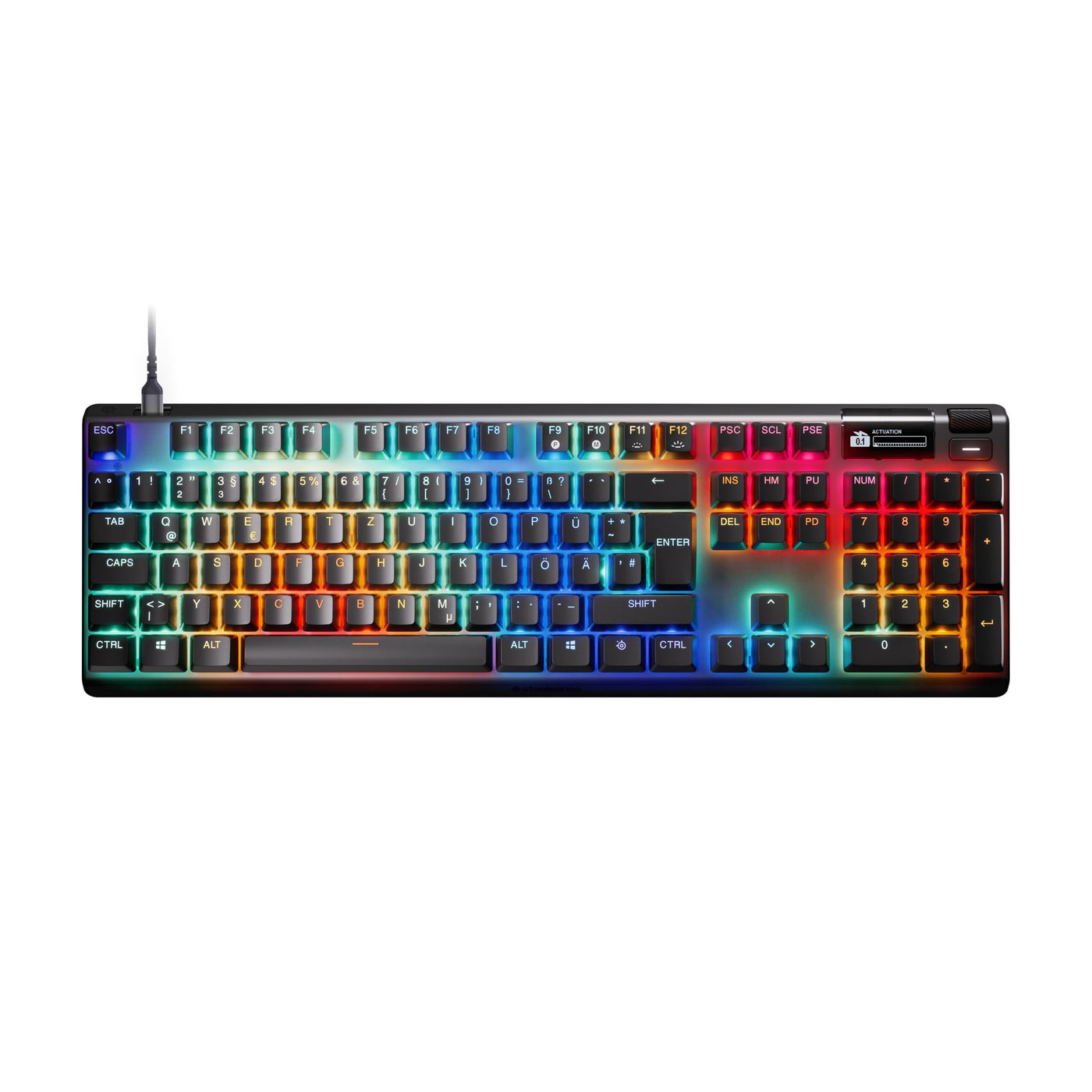 SteelSeries Apex Pro Gen 3 - HyperMagnetic Gaming-Tastatur - OmniPoint 3.0 Switches - anpassbares Ansprechverhalten - Rapid Trigger - Rapid Tap/SOCD - OLED - RGB - PBT-Keycaps - DE Layout QWERTZ