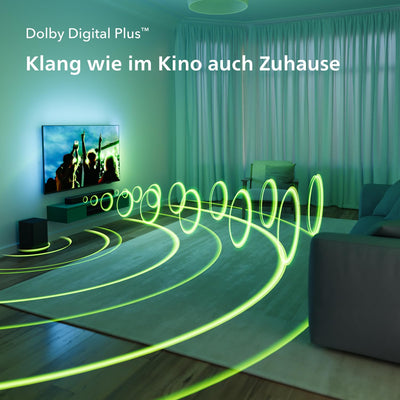 Philips TAB5309 Soundbar 2.1 mit drahtlosem Subwoofer - 2,1 Kanal 240W, DTS Virtual X, Bluetooth 5.4, HDMI ARC, optische Verbindung und USB-Konnektivität - Dunkelgrau