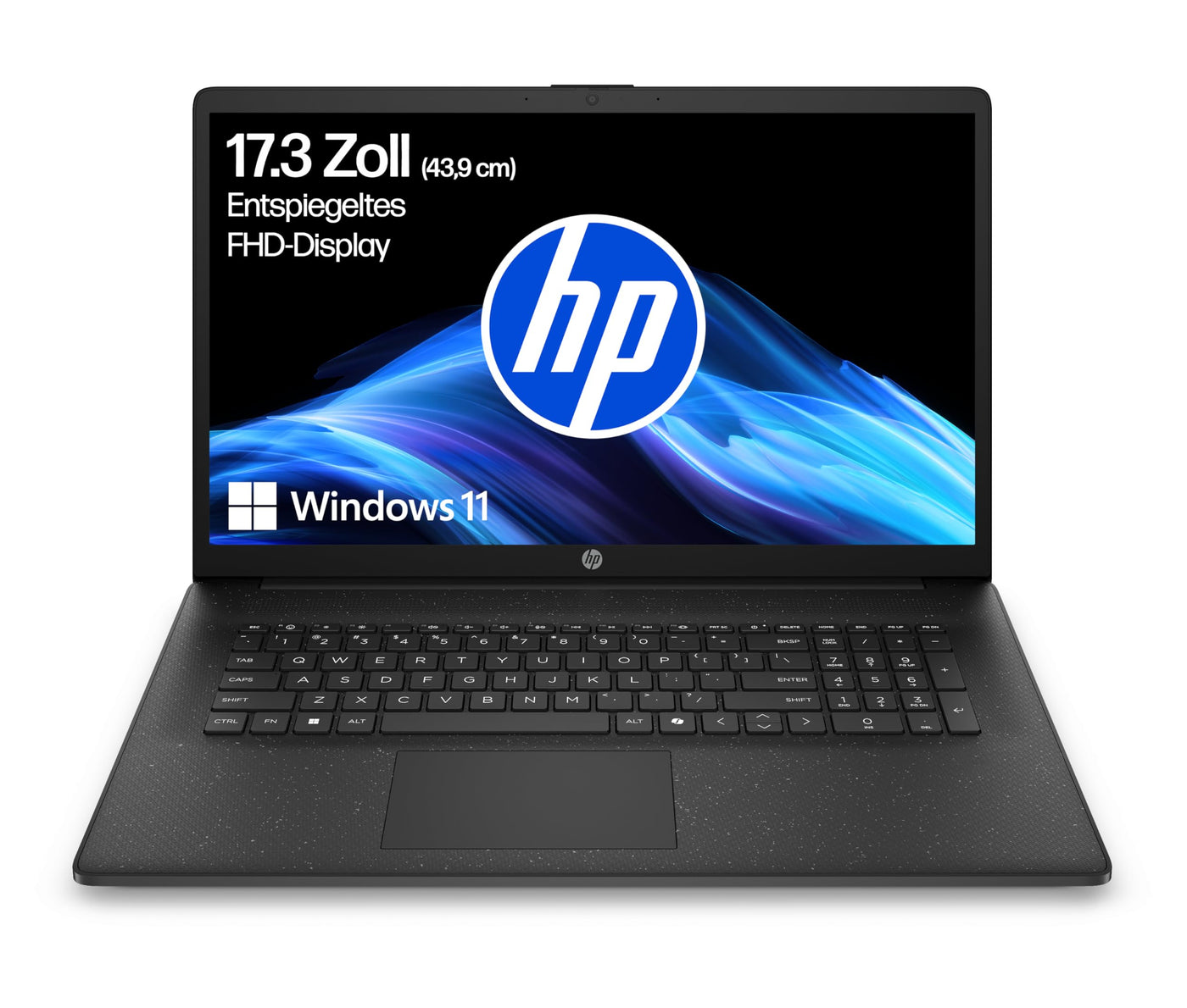HP Laptop mit 17,3" FHD Display, AMD Ryzen 5 7520U, 8 GB DDR5 RAM, 512 GB SSD, AMD Radeon-Grafik, Windows 11, QWERTZ, Schwarz inkl. 25 GB Dropbox-Speicher für 12 Monate