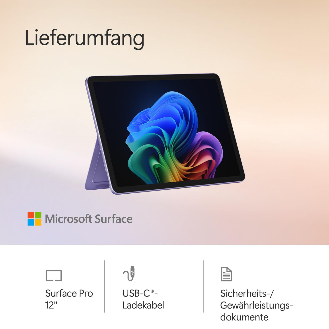 Microsoft Surface Pro | Copilot+ PC | 12” LCD Touchscreen | Snapdragon® X Plus | 16GB RAM | 512GB Speicher | Neuestes Modell | Violett