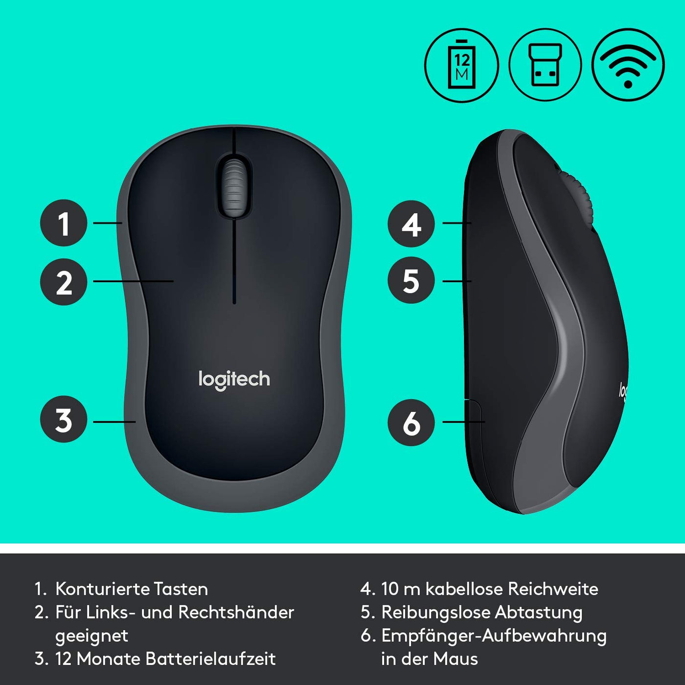 Logitech MK270 Kabelloses Tastatur-Maus-Set, 2.4 GHz Wireless Verbindung via Nano USB-Empfänger, Lange Akkulaufzeit, Für Windows und ChromeOS, Deutsches QWERTZ-Layout - schwarz (5-Pack)