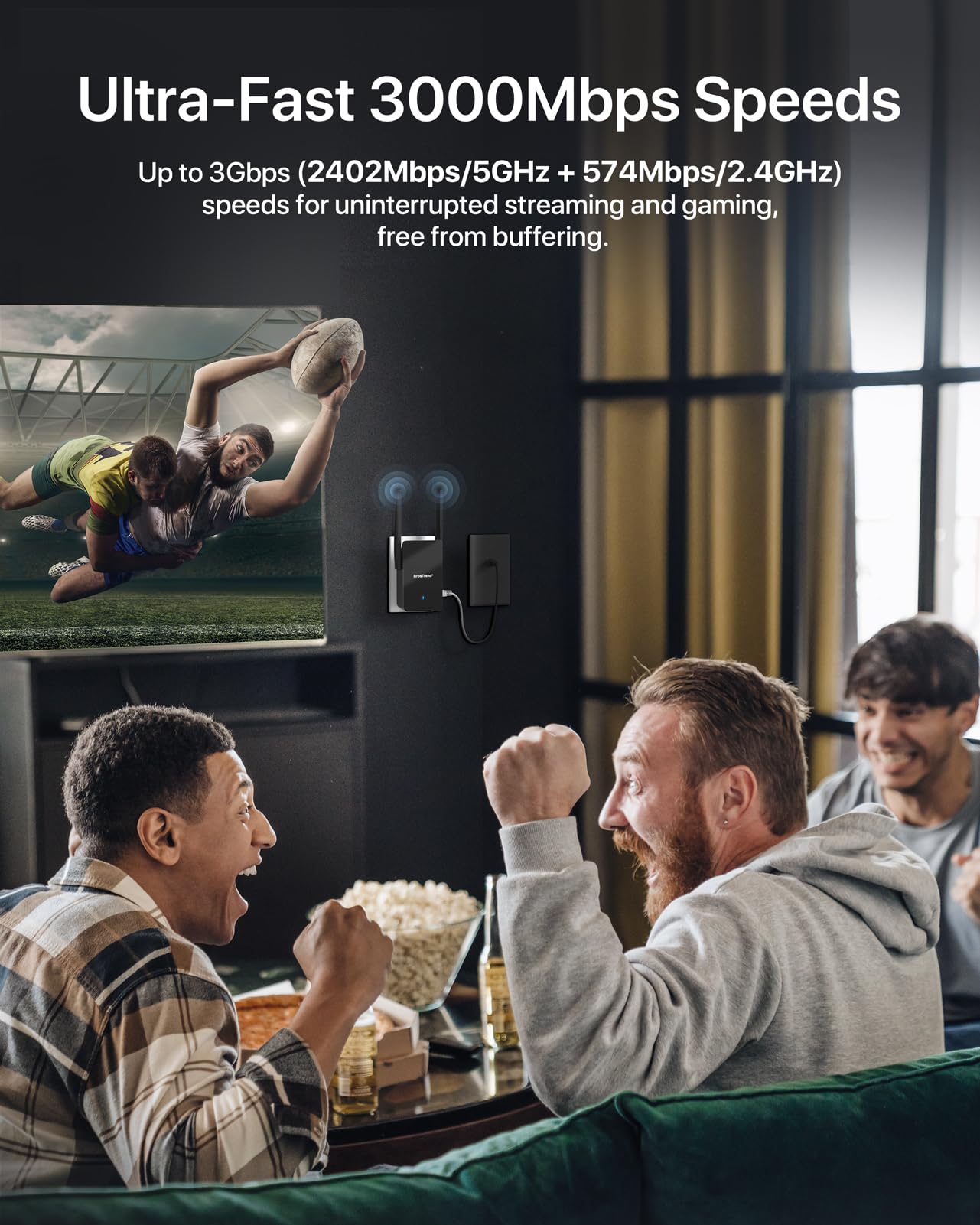 BrosTrend AX3000 Wandstecker AP WLAN Access Point WiFi 6 3000Mbit/s mit Gigabit Port Wireless Access Point LAN bis zu 45 Geräte für PC Smartphone Drucker TV GameConsole etc.(Nicht für Magenta-TV)