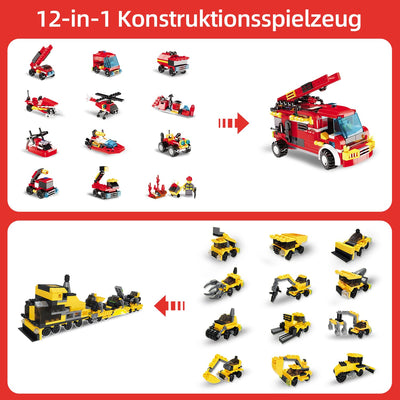 Rosami Adventskalender 2025 Kinder – Weihnachtskalender mit 24 Weihnachtsspielzeuge, Auto-Bausteine & Feuerwehr-Spielzeug, Geschenk für Jungen Mädchen