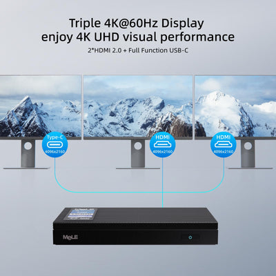 MeLE Mini-PC Quiter4C N100, ohne Betriebssystem, Lüfterloser PC 8GB/128GB, Multi-System-Unterstützung für Win/Linux/Ubuntu, 4K HDMI,USB-C PD3.0 mit voller Funktion, Kleiner Formfaktor für IoT