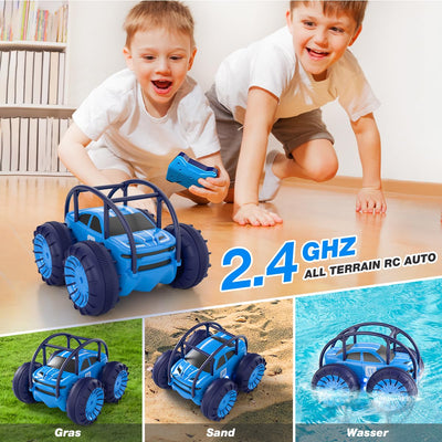 ifollower Direktladung Ferngesteuertes Auto, 15km/h 4WD Amphibienfahrzeug Stunt Auto, 2.4GHZ 360° Drehung Buntem LED-Licht Monstertruck Offroad Spielzeug, Geschenke für Kinder ab 3 Jahre