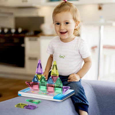 Magnetische Tiles Konstruktion Set 42pcs Reisespielzeug für Kinder Tragbar Reisen MINI Magnetische Fliesen Spielzeug Magnetische Baukasten Montessori Spielzeug Geschenk für 3+ Jahre Kleinkinder