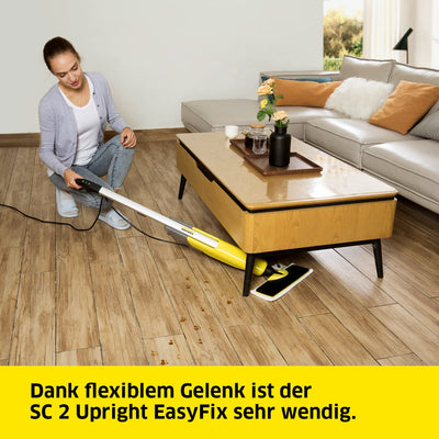 Kärcher Dampfreiniger SC 2 Upright EasyFix, Aufheizzeit: 30 s, Flächenleistung: ca. 50 m², Tank: 0,4 l, Heizleistung: 1600 W, mit Bodendüse EasyFix, Mikrofaser-Bodentuch und Entkalkungskartusche
