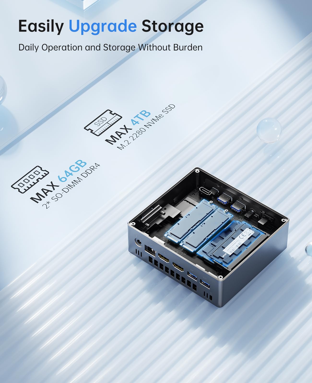 NiPoGi CK10 Mini PC Ιntel Core i5-12450H(8C/12T, bis zu 4,40 GHz), 16 GB DDR4 512 GB M.2 NVMe SSD Mini Desktop Computer, WiFi 6, BT 5.2, 2X HDMI+VGA, 4K UHD Triple Display für Büro/Zuhause/HTPC.