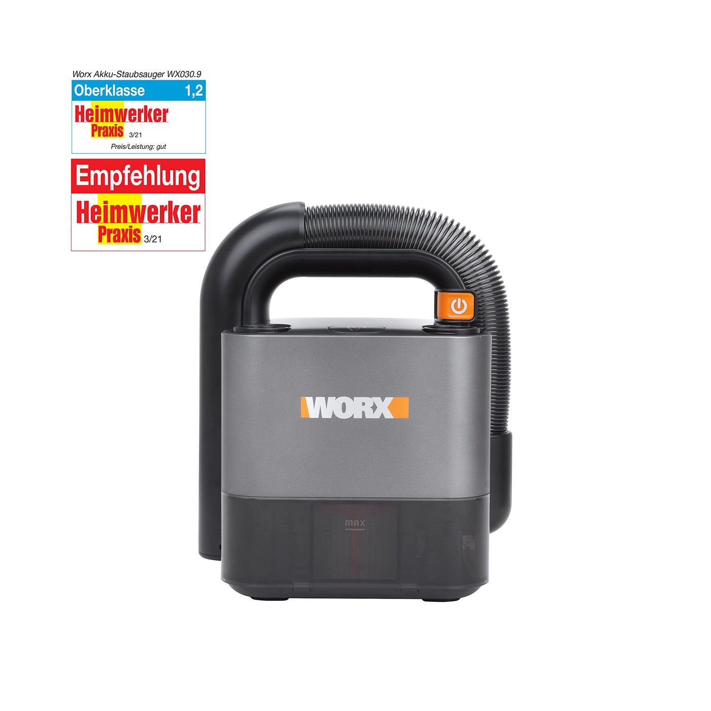 WORX WX030.9 Max Akku Autostaubsauger - beutelloser Hand-Staubsauger - 20V - mit Fugendüse und Kombidüse - ohne Akku & Ladegerät