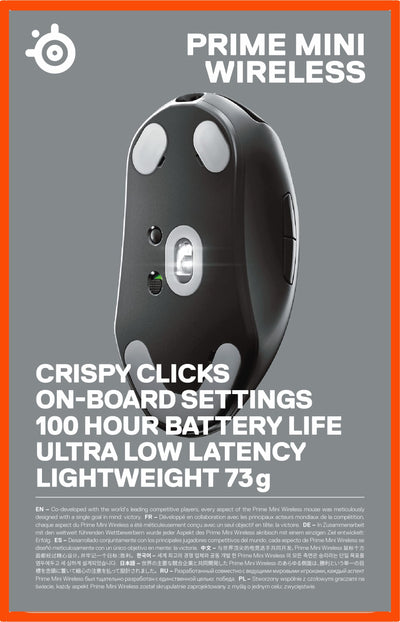 SteelSeries Prime Mini Wireless - Esports Leistung Kabellose Gaming-Maus - 100 Stunden Akkulaufzeit - Magnetisch-optische Schalter -  Mini-Formfaktor