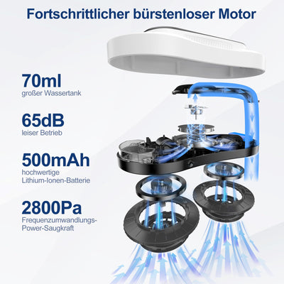AOQUFUL intelligenter Fensterputzroboter, elektrischer Fensterputzer mit Dual-Wasserspray, automatischer Fensterroboter mit Fernbedienung und App, für Innen- und Außenfenster und Glas,12 Tücher, weiß
