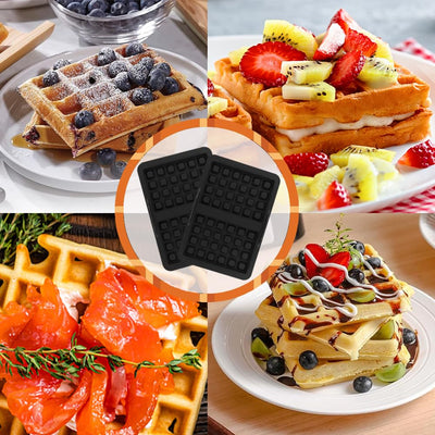 ROMANVIC Ninja Heißluftfritteuse Zubehör,2 Stück Ninja Airfryer Zubehör mit Ninja AF400EU, AF451EU, SL400EU, und AF500DE, Doppelt Backschaleneinsatz aus Silikon, Belgische Waffeleisen Silikon Zubehör
