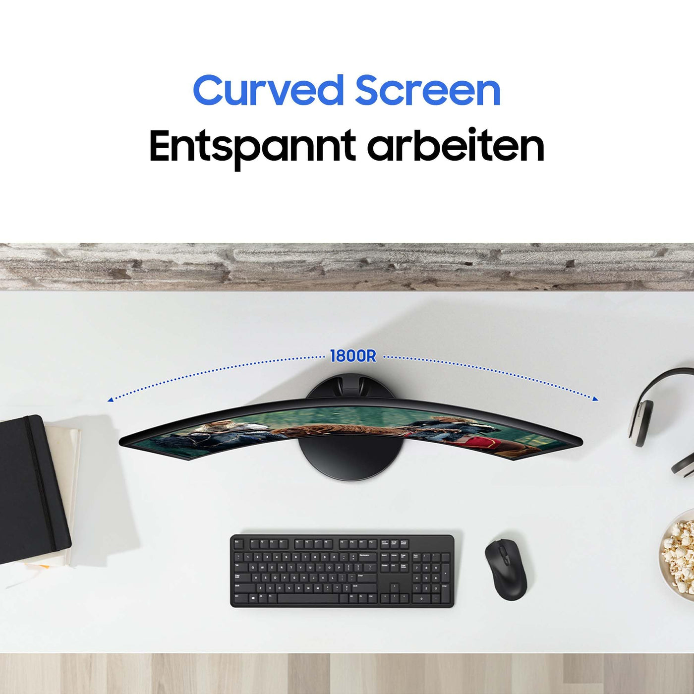 Samsung S36GD Essential Curved Monitor 24 Zoll, PC-Bildschirm mit VA-Panel, Full HD-Auflösung, 4 ms Reaktionszeit, Bildwiederholrate 100 Hz, Eco Saving Plus, Flicker Free, Schwarz, S24D364GAU