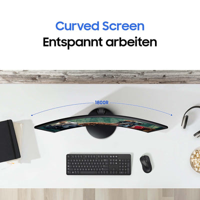 Samsung S36GD Essential Curved Monitor 24 Zoll, PC-Bildschirm mit VA-Panel, Full HD-Auflösung, 4 ms Reaktionszeit, Bildwiederholrate 100 Hz, Eco Saving Plus, Flicker Free, Schwarz, S24D364GAU