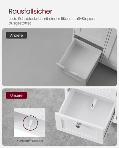 VASAGLE Badezimmerschrank, Badschrank, Beistellschrank, mit 3 Schubladen, Schranktür, verstellbare Ablage, 30 x 60 x 80 cm, weiß BBC542P31V1