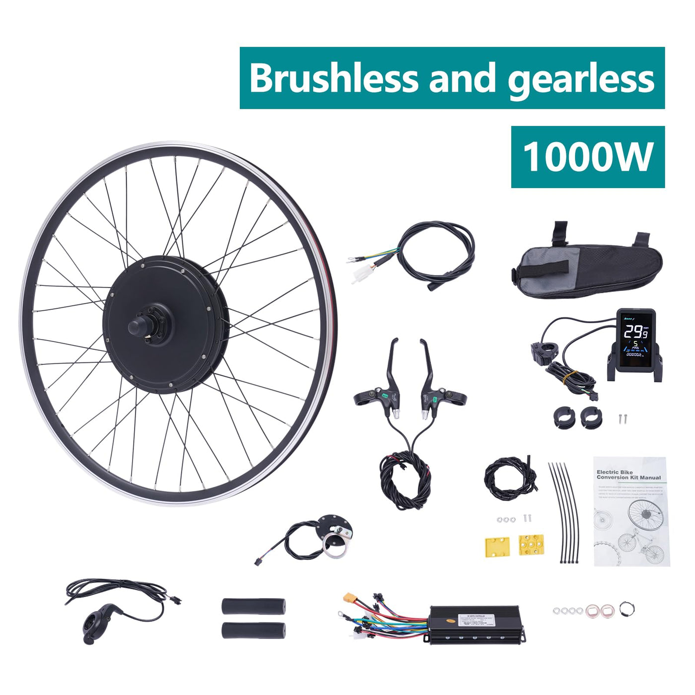 48V 1000W E-Bike Umbausatz Kit 28"/29"/700C Vorderrad Elektrisches Fahrrad-Umrüstsatz mit Display und PAS