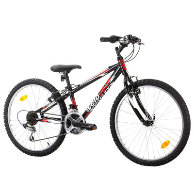 Multibrand Distribution Probike Tempo 24 Zoll Fahrrad Mountainbike ALU Rahmen 18 Gang für Jungen, Mädchen geeignet ab 130 cm - 155 cm (Schwarz Rot, 279)