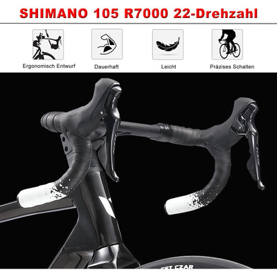 KABON Rennrad Carbon, Rennrad Herren 700c Rahmen,Gabel und Sattelstütze Lenker mit Shimano 105 R7000 22 Gänge Fahrrad Carbon rennrad für Herren Damen (Grau, 50cm)