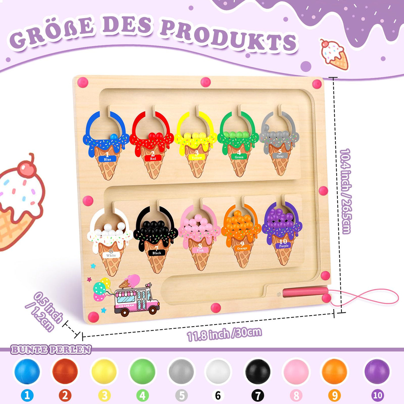 Montessori Spielzeug ab 3 4 Jahre Magnetspiel Labyrinth Geschenk für Mädchen Junge Kind 3 Jahre Spielzeug Mädchen Junge Kinder Holzspielzeug Zahlen und Farben Lernspiele Motorikspielzeug