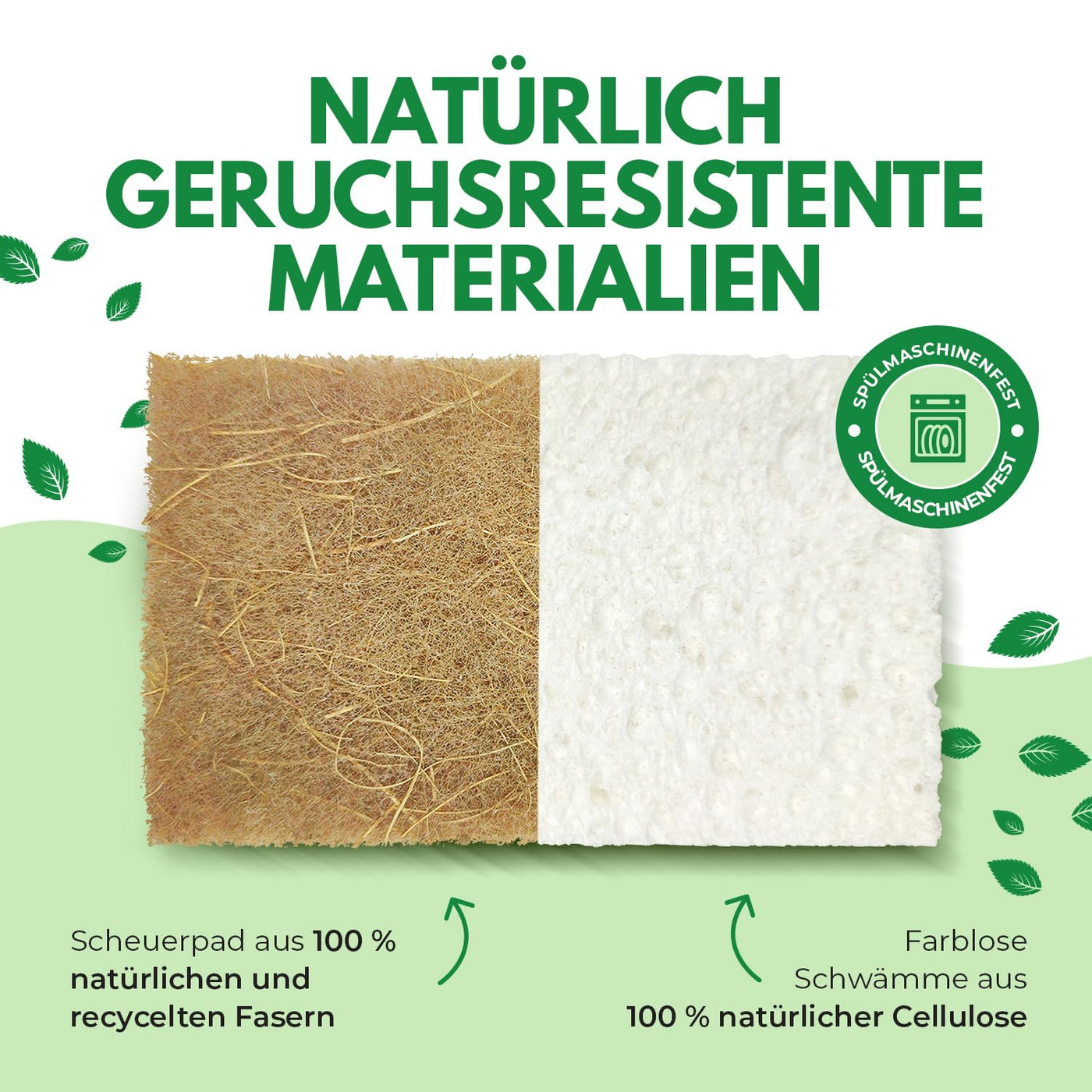 AIRNEX Biologisch Abbaubarer Spülschwamm 10er Set – Kompostierbarer Naturschwamm Aus Zellulose und Kokosfasern Mit Topfreiniger– Umweltfreundlicher Putzschwamm – Geruchloser Küchenschwamm Sponge