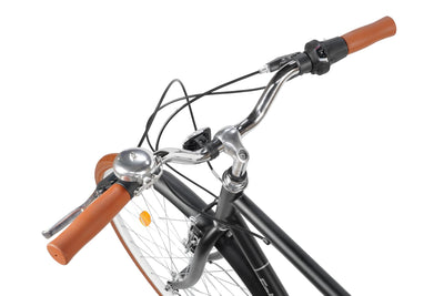 FabricBike Southken - City Bike 28 Zoll, Cityräder, klassisches Stadtrad, Fahrrad mit Korb, bequemer Sattel, 7-Gang-Schaltung (Southken Matte Black, L-58cm)