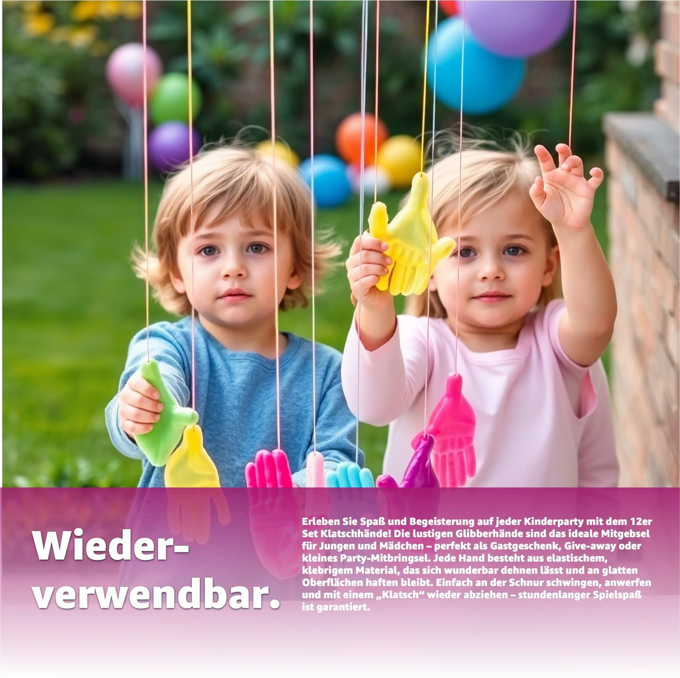 12x Klatschhand Kinder Mitgebsel & Gastgeschenke & Give aways - Glibberhand als Party Mitbringsel für Jungen & Mädchen - Kindergeburtstag Geschenke