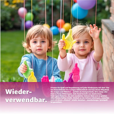 12x Klatschhand Kinder Mitgebsel & Gastgeschenke & Give aways - Glibberhand als Party Mitbringsel für Jungen & Mädchen - Kindergeburtstag Geschenke