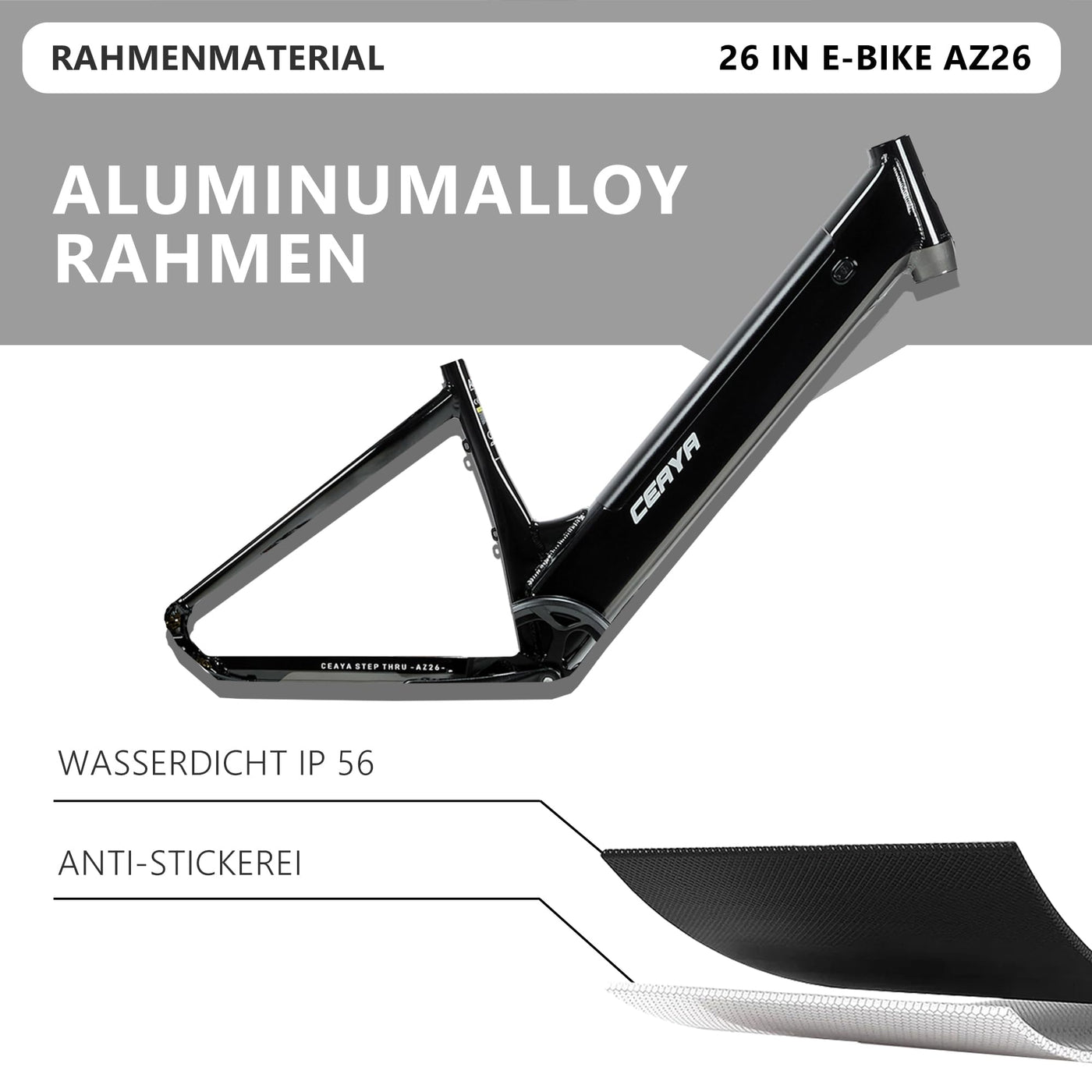 CEAYA Elektrofahrrad Aluminium 26 Zoll E Bike Herren Damen Pedelec 25km/h Fat Tire Ebike mit 48V20AH Akku,Gabelfederung,7-Gang Schaltung,Scheibenbremse,Reichweite bis 45-80KM