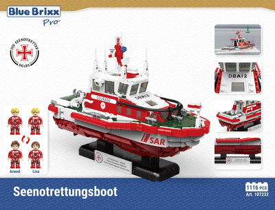 BlueBrixx Pro Seenotrettungsboot der DGzRS – Klemmbaustein-Set bestehend aus 1116 Bauelementen – Artikel-Nr. 107232 – Kompatibel mit Klemmbausteinen Anderer Hersteller